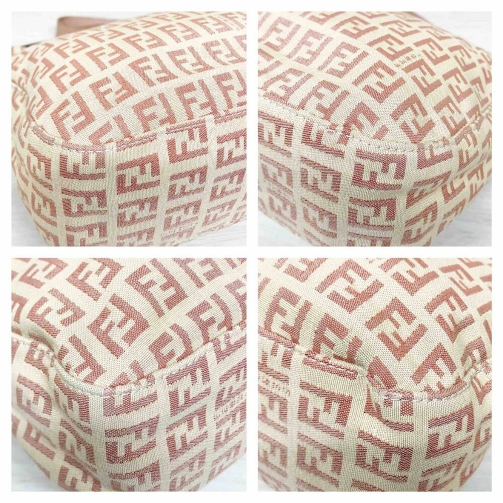 Authentic FENDI Mamma Zucca Bucket Baguette Pink Beige Flap Bag Purse Tote FF - Picture 6 of 10